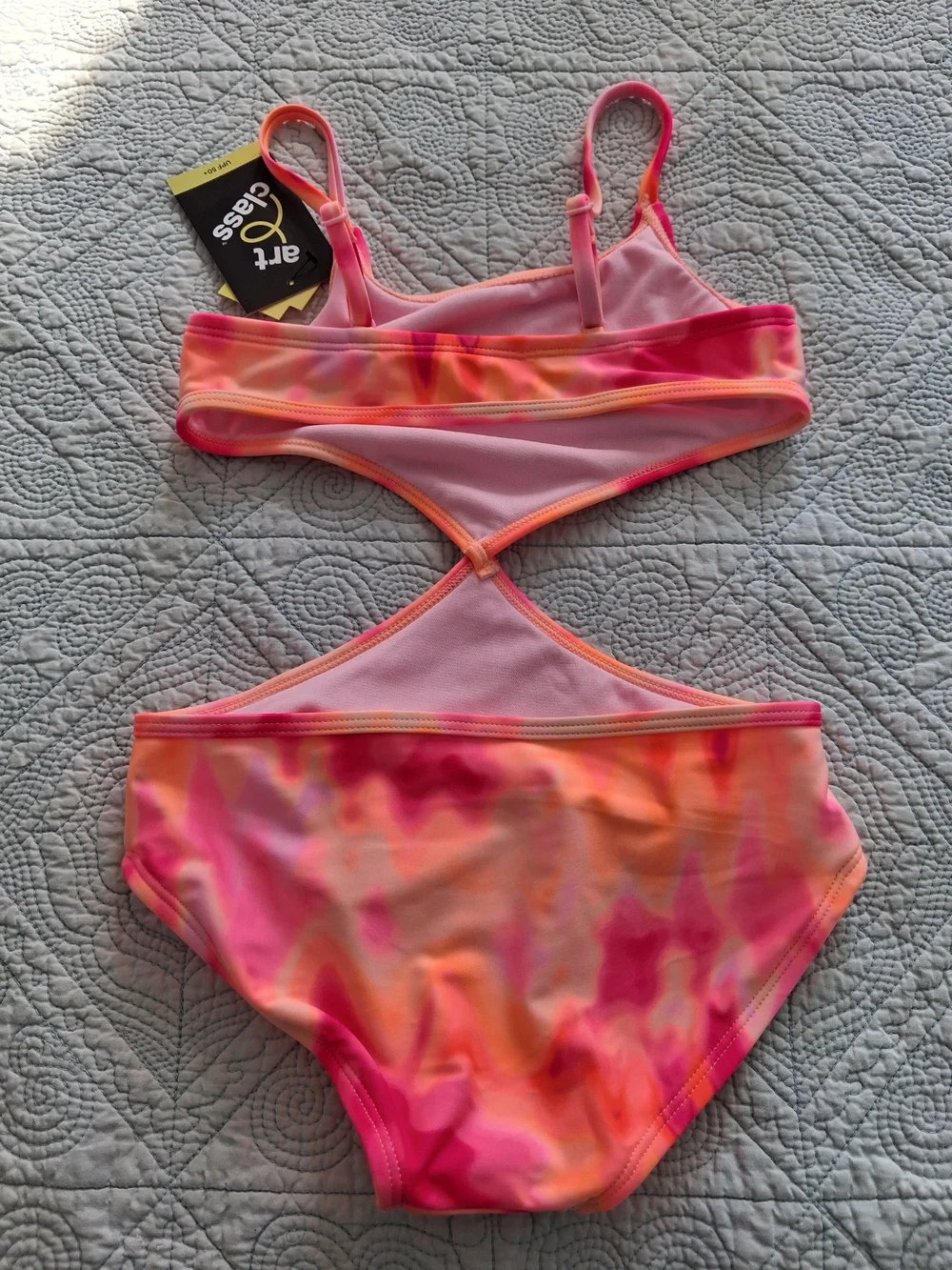 art class Girls Tie-Dye One-Piece Swimsuit in Pink and Peach